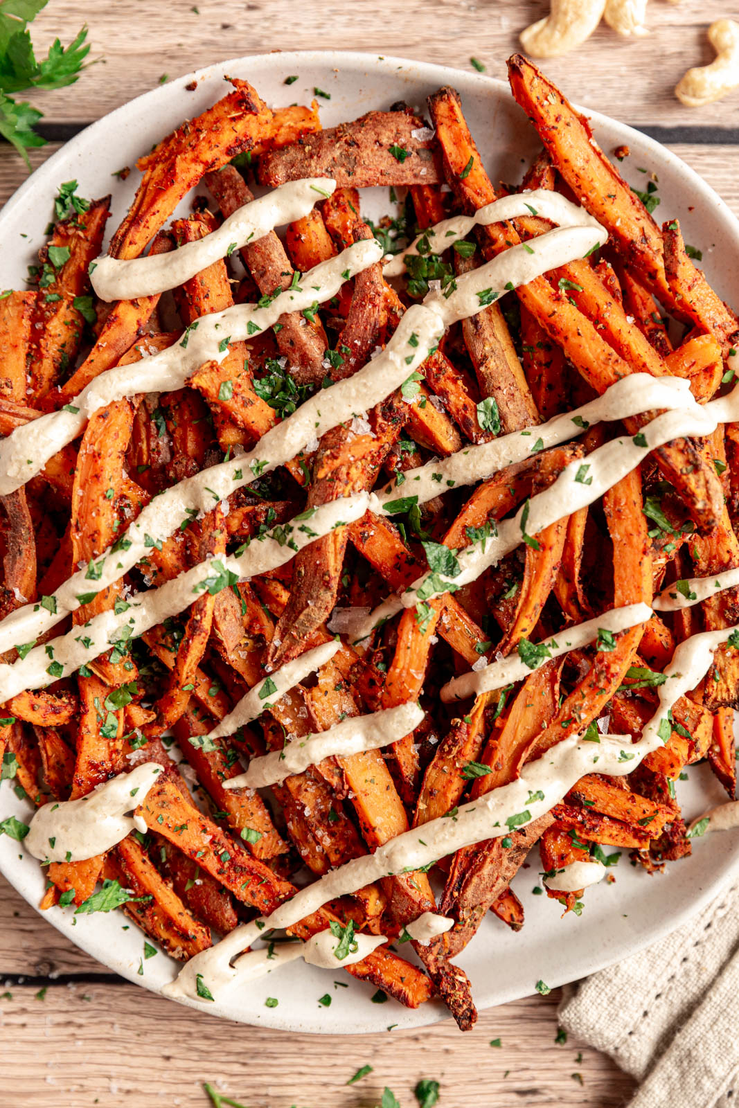Garlic Sweet Potato Fries with Aioli Dipping Sauce